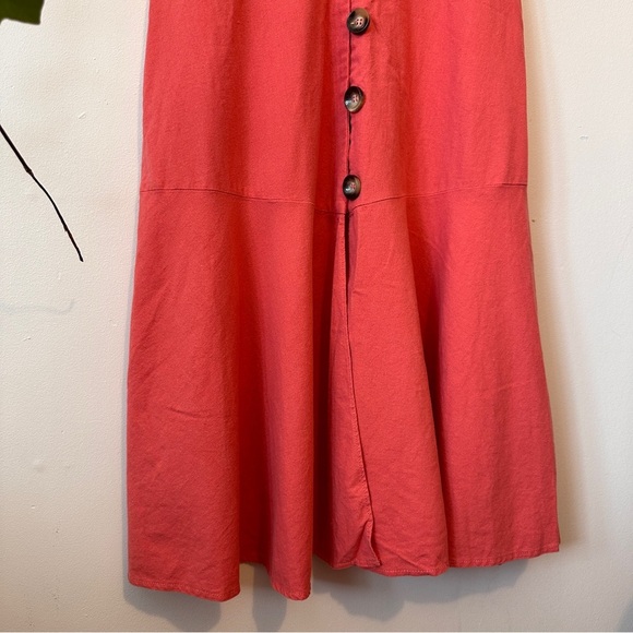 Muse Linen Coral Button-Down Dress - Picture 3 of 6